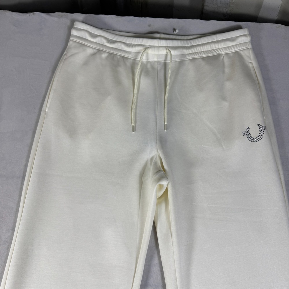 NWT True Religion Mens Sweatpants Off-White Straight Leg Comfy Relaxed Fit Large - Picture 3 of 16